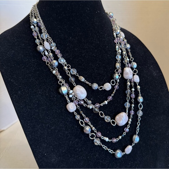 5-Strand Genuine Jade Gemstone Beaded Lia Sophia "Sugar Plum" Statement Necklace - Picture 4 of 16